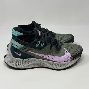 Nike Pegasus Trail 2 Womens 6 Green Pink Athletic Running Shoes Sneaker